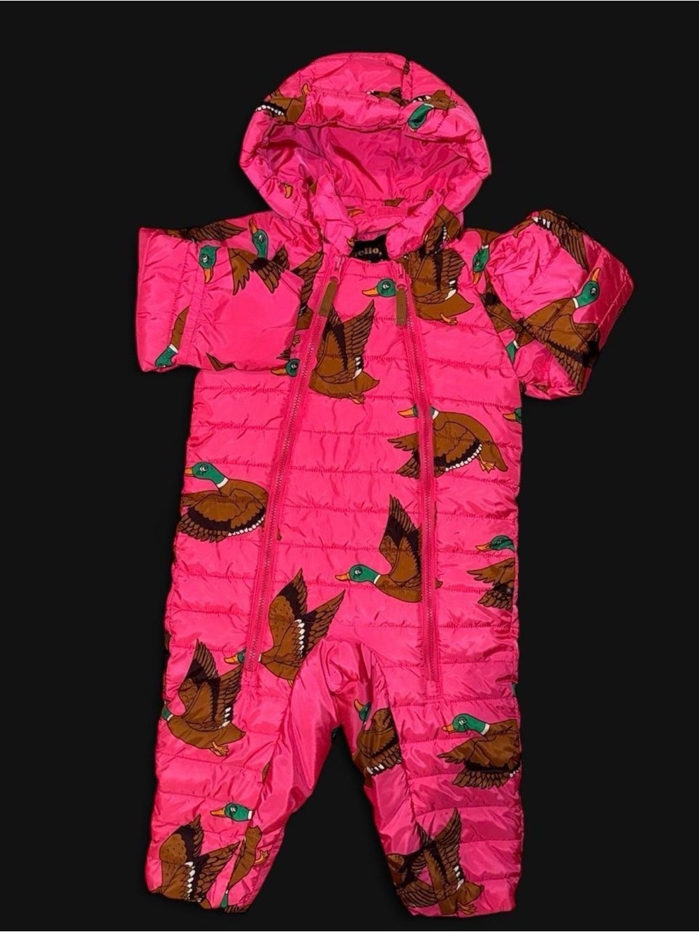 RARE Mini Rodini 2018 Mallard Duck Insulator Baby Overall - Cerise Pink